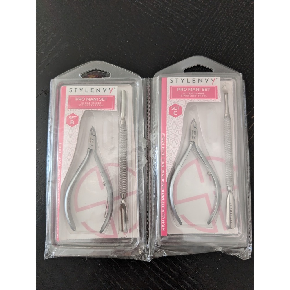 Manicure Tool Set 2 Ultra Sharp Stainless Steel Cuticle Nipper Pusher Stylenvy